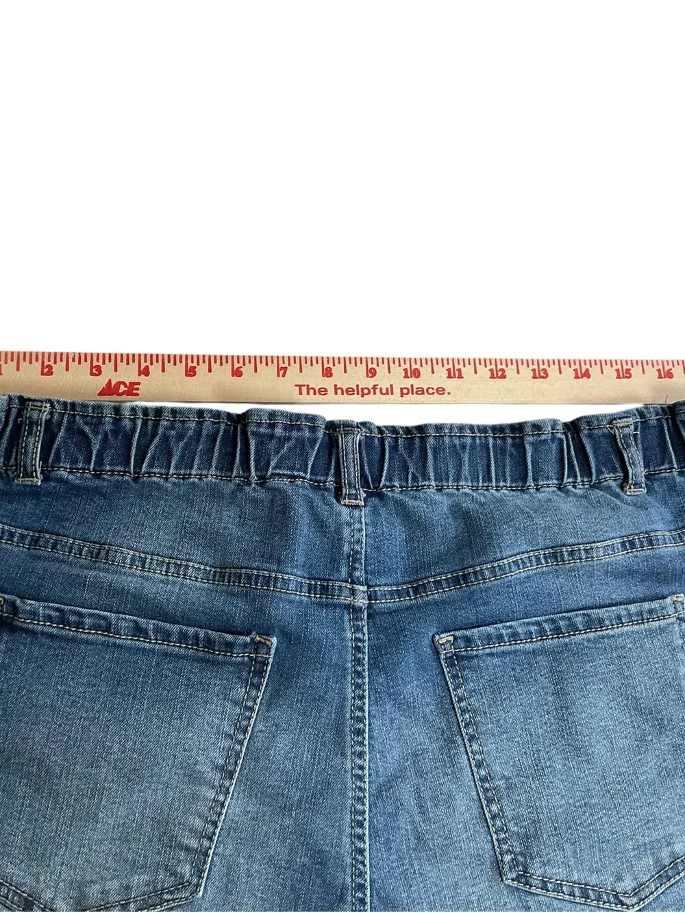 d.jeans Stretch Denim Bermuda Shorts Comfort Elastic Waist Blue Women's Size 14